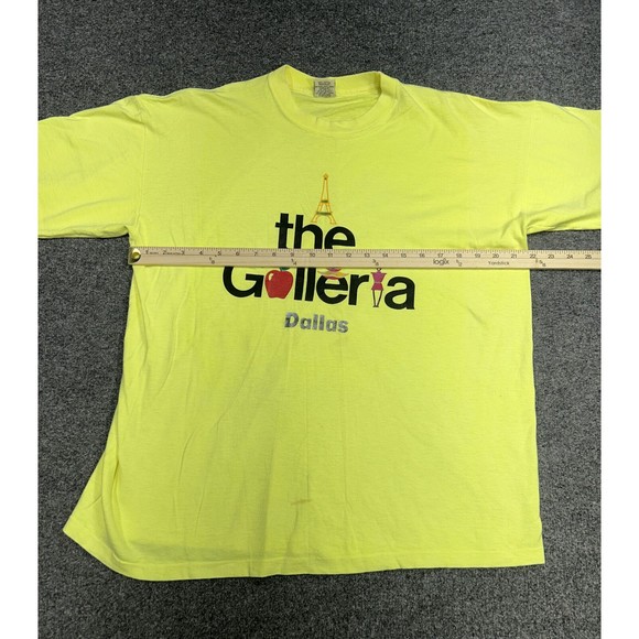 Vtg 90's The Golleria Mall Dallas Yellow Graphic T-Shirt Single Stitch Size XL - Picture 6 of 8